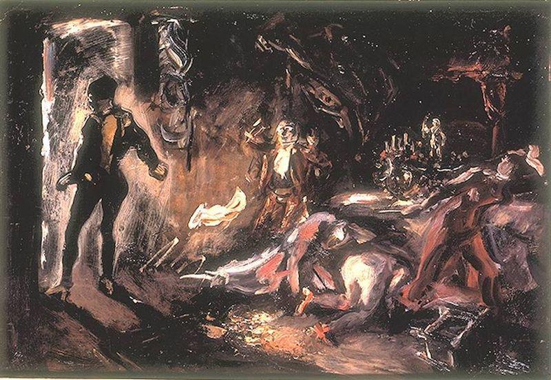 Max Slevogt Don Juans Begegnung mit dem steinernen Gast, oil painting image